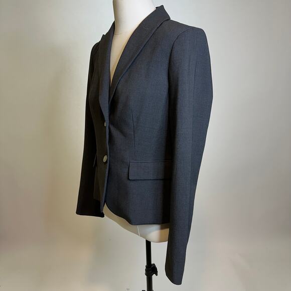 Calvin Klein Gray 2 Button Lined Blazer Jacket Lapel Collar Womens Size 4 Career - Picture 4 of 14